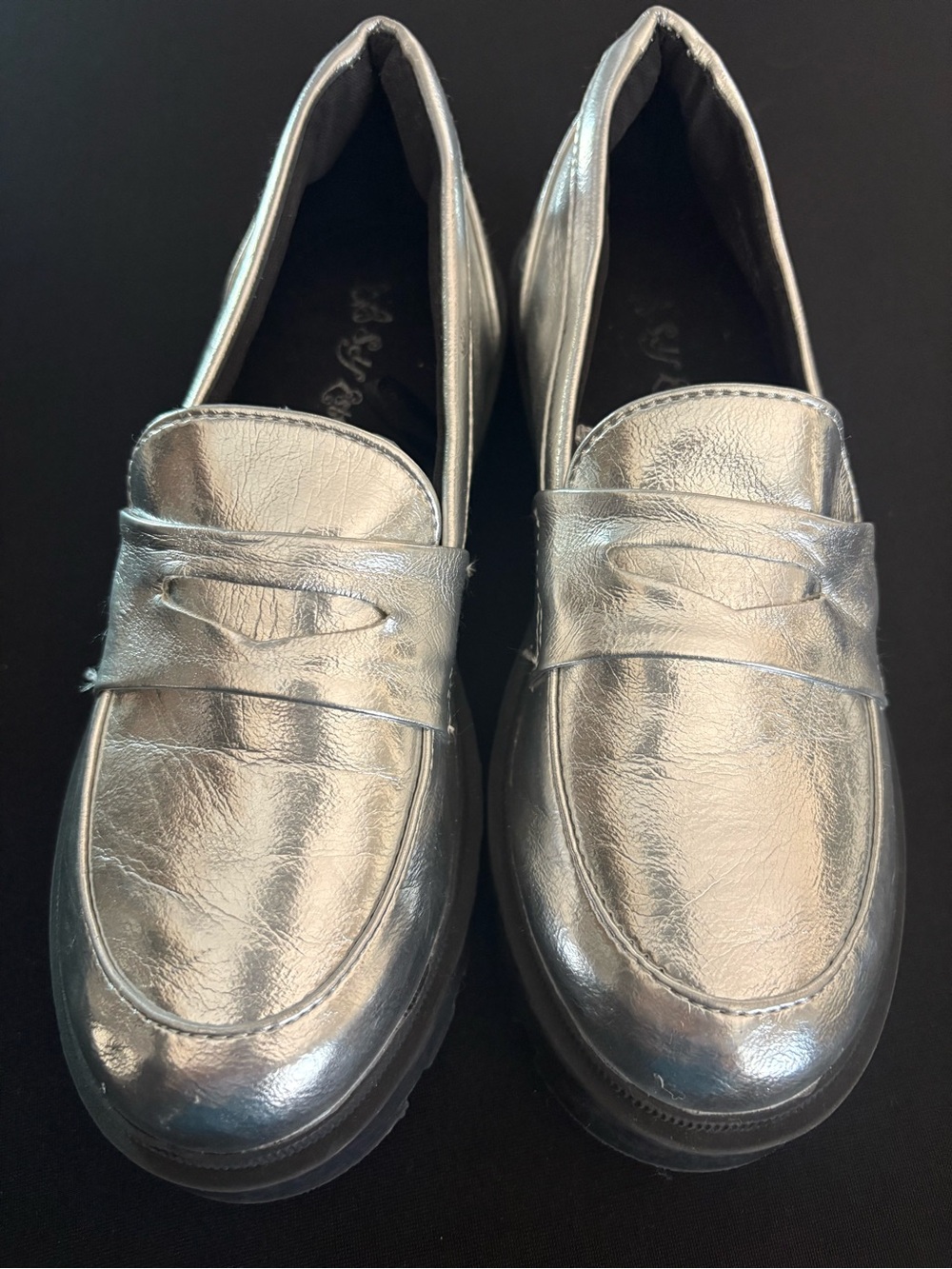 Self Esteem Metallic Silver Girls' Dress Loafers